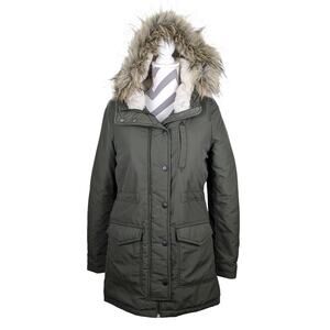 American Eagle Outfitters Parka Utility Coat XS Olive Green Sherpa Lined